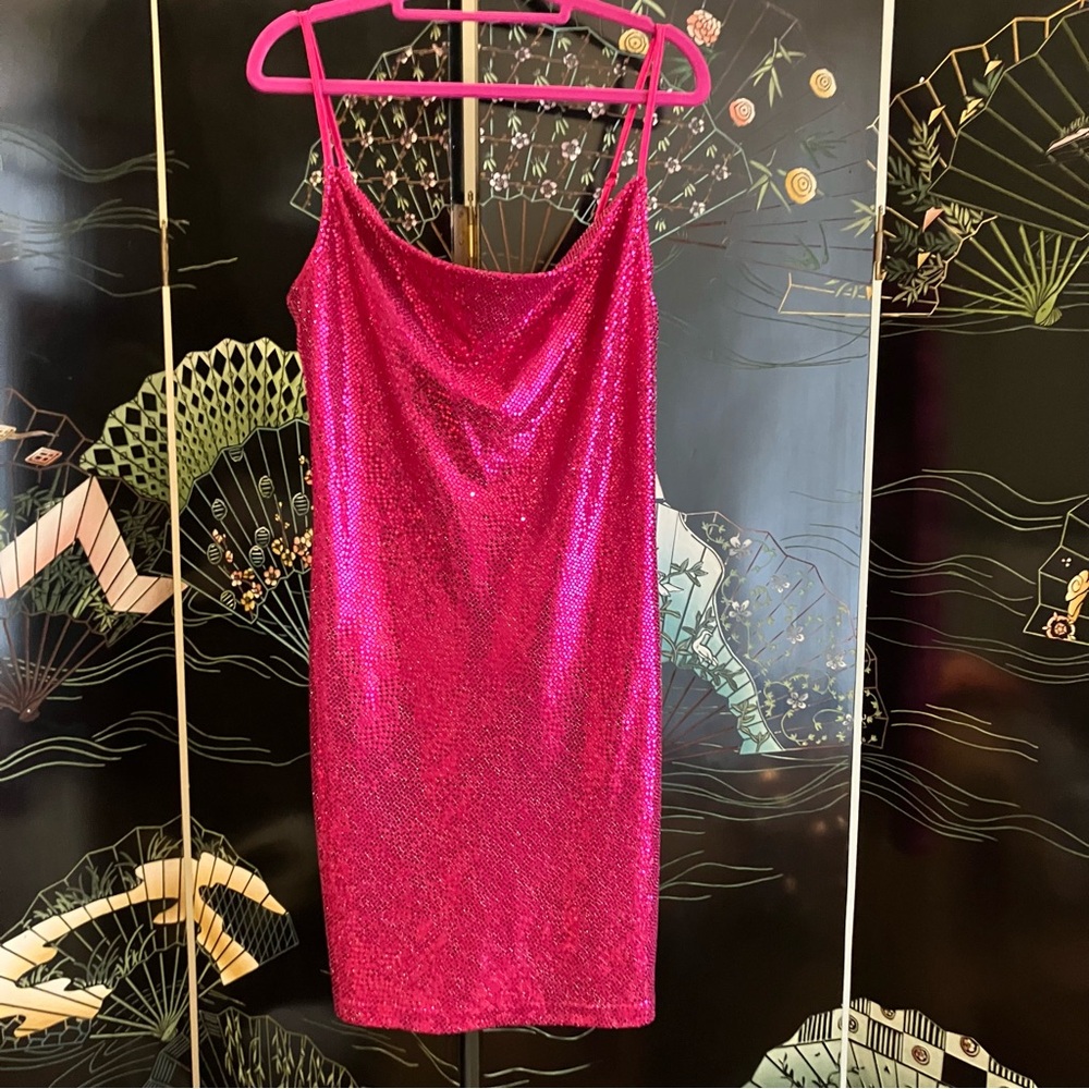 Betsey Johnson pink sequin mini dress NWT